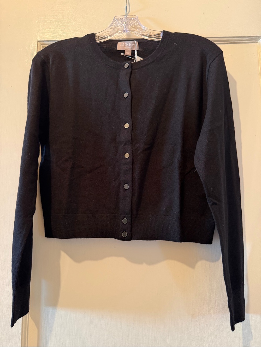 J. Crew Black Button-Front Crew Cardigan
